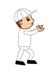 Cricket Player Ready to Catch Ball