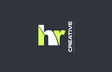 green letter hr h r combination logo icon company design joint joined