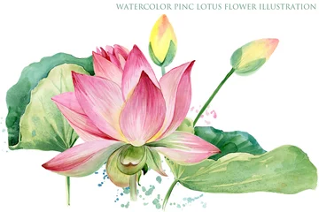  pink lotus border. watercolor botanical illustration. © Елена Фаенкова