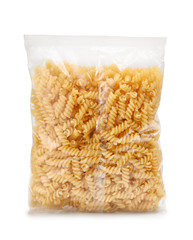 Plastic bag of fusilli pasta