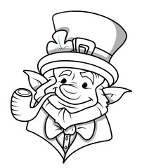 Smoking Leprechaun Face Drawing