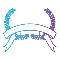 olive branches bow and ribbon on bottom in color gradient silhouette from purple to blue vector illustration