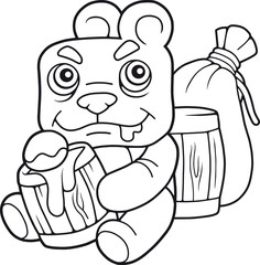cartoon cute bear eating honey

