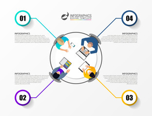 Office table top view business meeting. Infographic concept