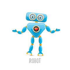 vector funny cartoon blue robot character