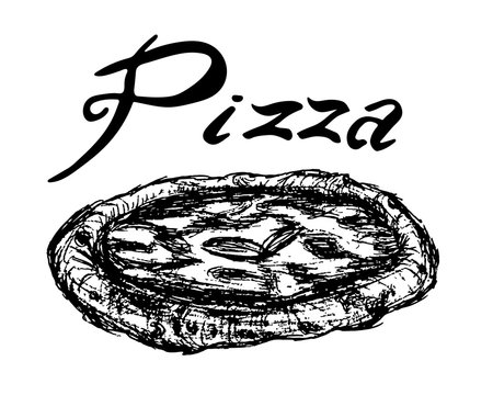 pizza sketch logo vector