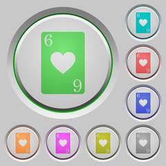 Six of hearts card push buttons