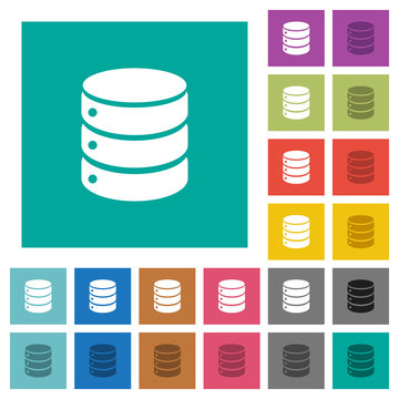 Single database square flat multi colored icons