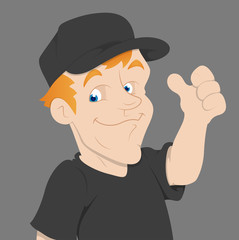 Man Thumbs up - Cartoon Character - Vector Illustration