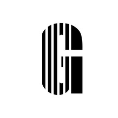 Vector stripped alphabet. Letter G