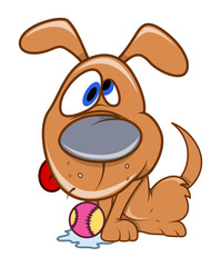 Cartoon Puppy Playing with Ball