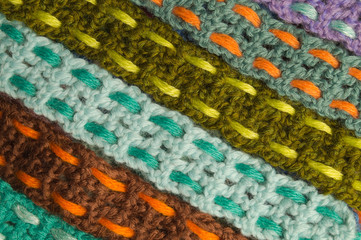 Handmade wool knitted colorful texture background
