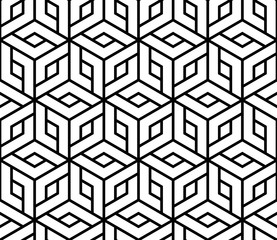 Vector seamless pattern. Modern stylish texture. Monochrome geometric pattern with hexagonal tiles