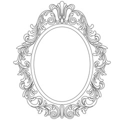 Vintage oval graphical frame in antique style. Vector.