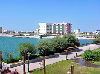 View over the harbor of Ras Al-Khaimah in the United Arab Emirates (UAE)