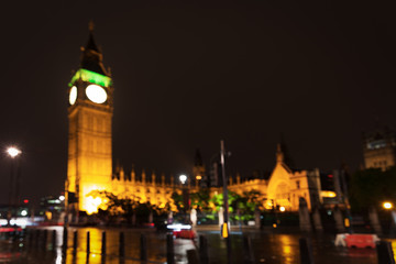 Fototapeta na wymiar Blurry Big Ben unfocused London UK