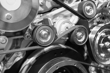 Close up of diesel engine