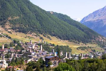 Fototapeta na wymiar Georgia Svaneti Mountain village 