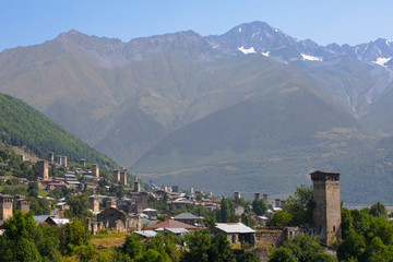 Fototapeta na wymiar Georgia Svaneti Mountain village 