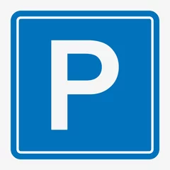 Tuinposter Street Road Sign : Parking Area Vector illustration. © kasheev