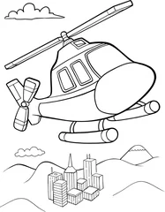 Foto op Canvas Cute Helicopter Vector Illustration Art © Blue Foliage