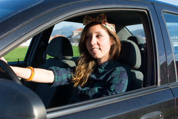 Happy female driver