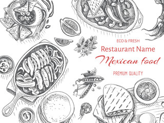 Vector illustration sketch - Mexican food. Card Menu mexican cuisine. vintage design template, banner.