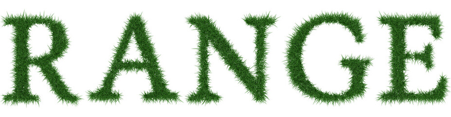 Range - 3D rendering fresh Grass letters isolated on whhite background.