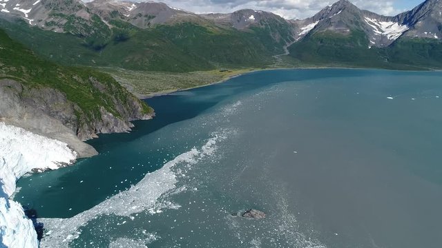 Arial 4k shots of a glacier and it's surroundings in Alaska