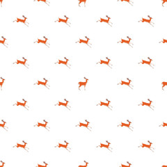 Vector seamless pattern with running deer on white background