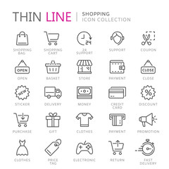 Collection of shopping thin line icons