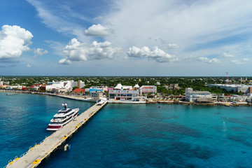 View from the ship of Port in Cozumel, Mexico. 2017