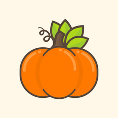 cartoon pumpkin with leaves
