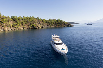 Luxury white yacht on sea