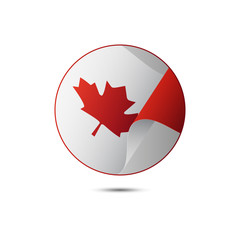 Canada flag button with shadow on a white background. Vector illustration.
