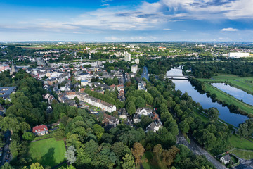 Luftbild Kleinstadt Essen Steele an der Ruhr mit Brücke