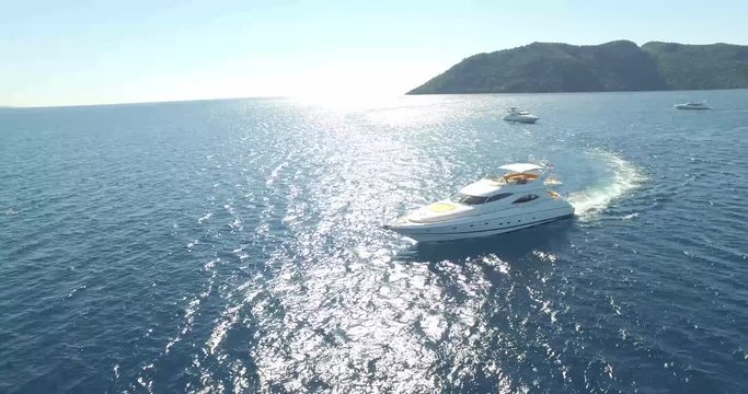 Luxury white yacht on sea
