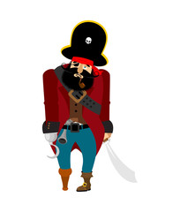 Pirate sad. filibuster melancholy. buccaneer depression. Vector illustration