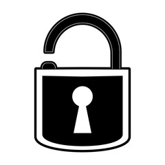 open safety lock with keyhole on front icon image vector illustration design  black and white
