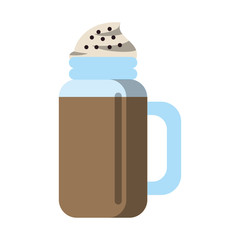 coffee beverage with whipped cream in glass cup icon image vector illustration design 