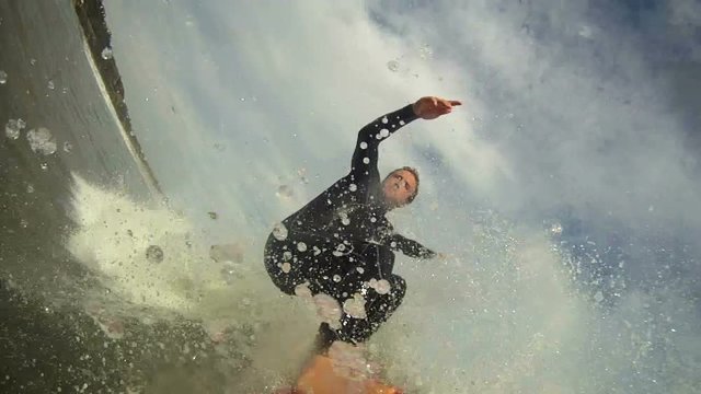 Surfing pov.  Slow Motion