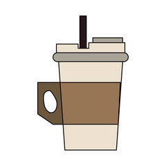 coffee beverage in disposable cup icon image vector illustration design 