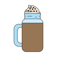 coffee beverage with whipped cream in glass cup icon image vector illustration design 