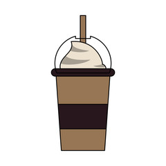 coffee beverage in disposable cup icon image vector illustration design 