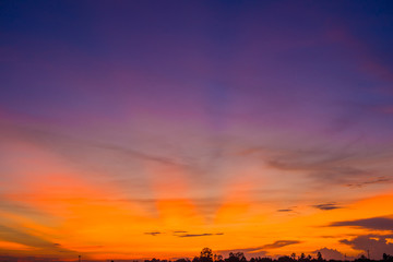 colorful sky at sunset on the lake landscape