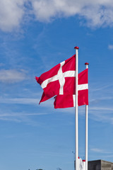 Danish flags exposed to the wind