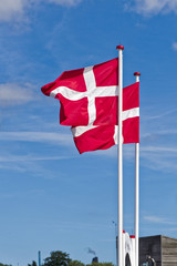 Danish flags exposed to the wind
