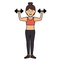 Fototapeta na wymiar Athlete woman doing exercise weight lifting