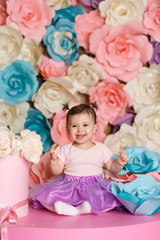Cute little girl celebrate her first birthday