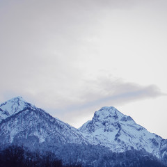 Naklejka na ściany i meble Winter mountains, panorama - snow-capped peaks of the Italian Alps